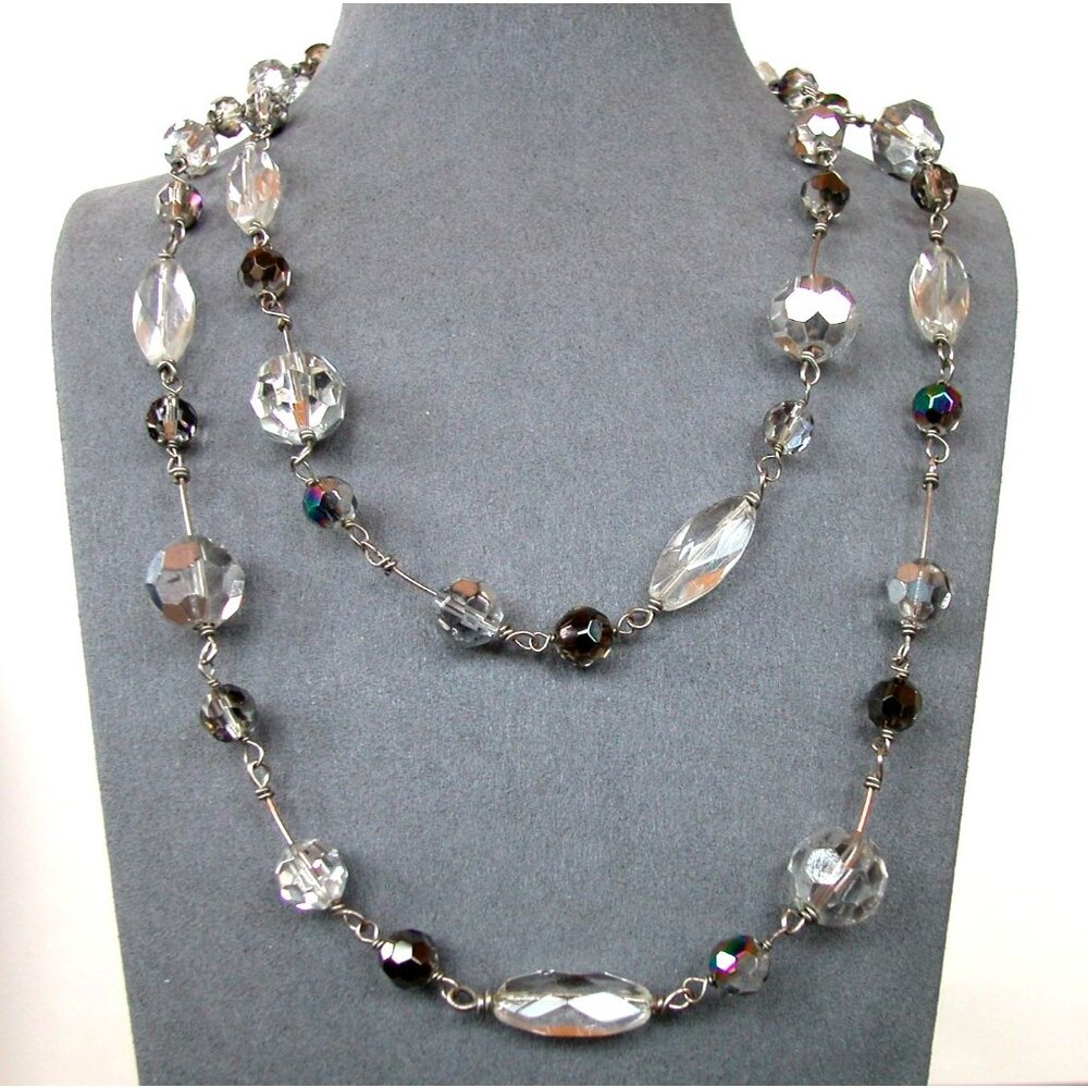 Cookie Lee Silver-Tone Clear & (AB) Necklace Wire 38"
